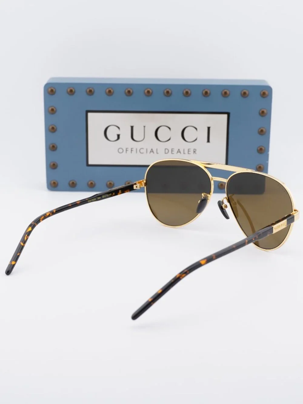 Gucci GG1163S 004 Aviator Sunglasses - Gold/Havana / Brown